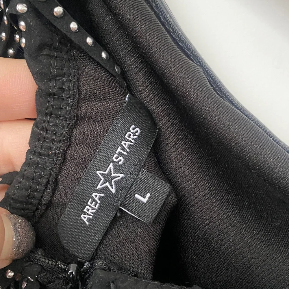 AREA STARS Black Fringe Dress with Silver Accents - Picture 7 of 8